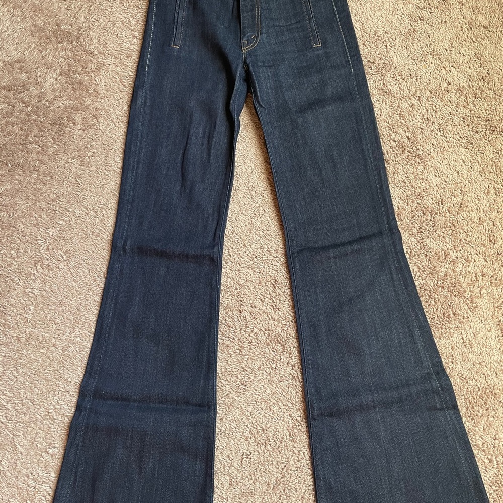 Mother “Joy” high waist wide leg denim jeans